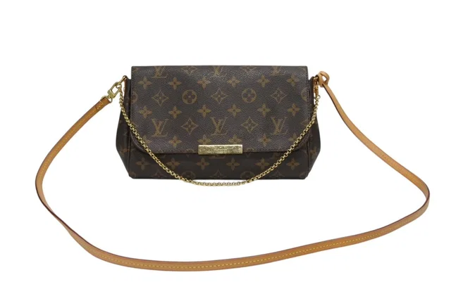 Louis Vuitton Monogram Favorite MM Shoulder Bag Brown Gold in Brown Coated canvas from The Reluxe