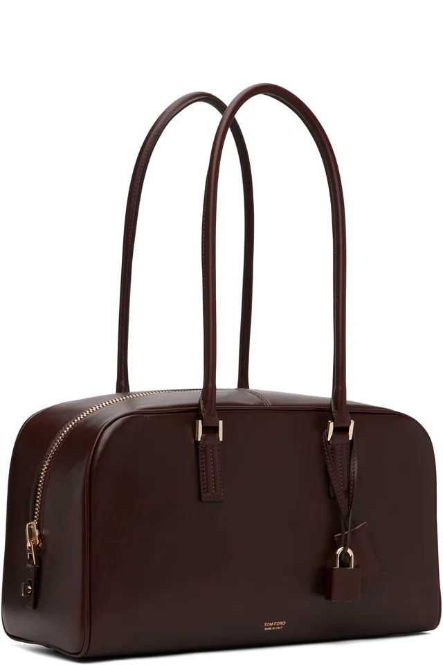 TOM FORD Brown Supple Leather Zipped Small Stryke Shoulder Bag, photo 2 of 4 from SSENSE