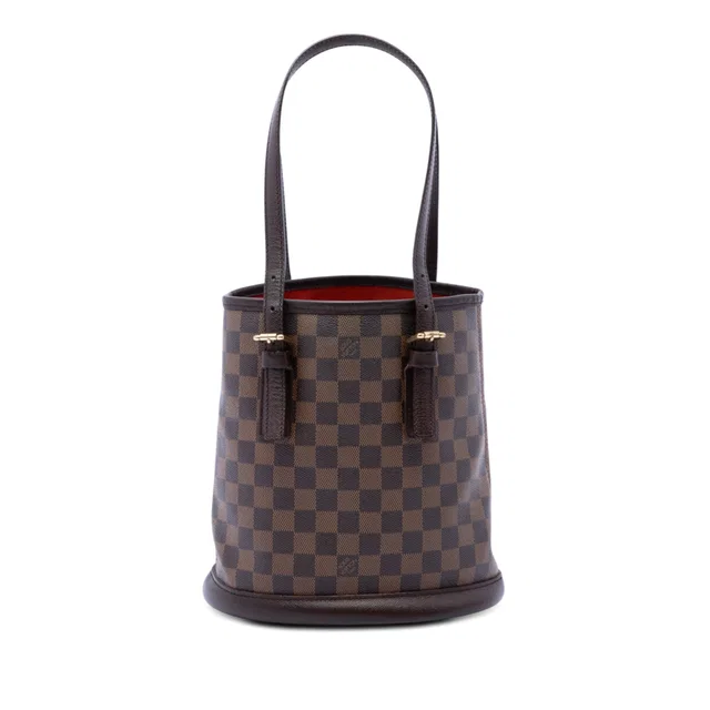 Brown Louis Vuitton Damier Ebene Marais Bucket Bag in Brown Canvas from Designer Revival