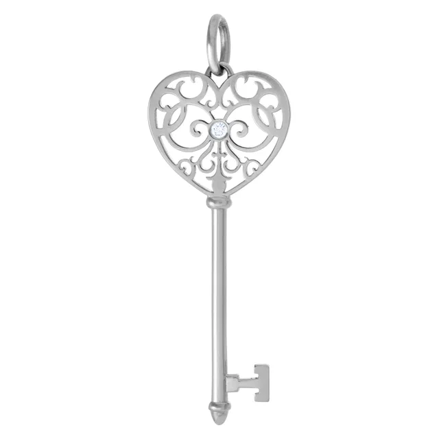 Tiffany & Co. Diamond Heart Key Pendant in White White Gold from Gray And Sons
