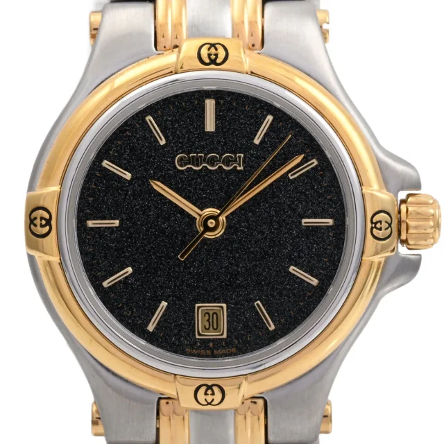 Gucci Round Logo Face Watch 9404L Quartz Black in Black from VINTAGE QOO TOKYO, photo 5 of 7