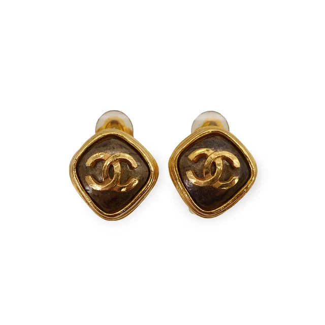 Chanel Vintage Earrings Rcocomark Gold Accessory 97A in Gold from Luxury Promise