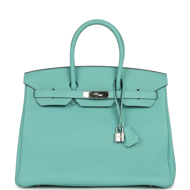 Hermès Birkin 35 Bleu Atoll Togo Palladium Hardware in Blue Togo leather from Madison Avenue Couture