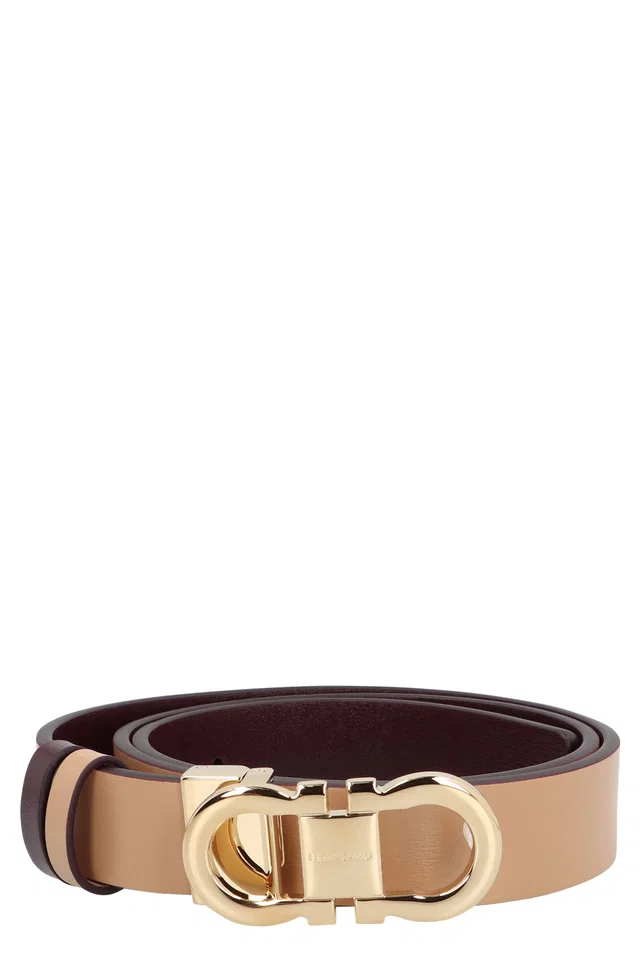 Ferragamo Gancini Belt — Brown Calf in Brown Calfskin from HEWI