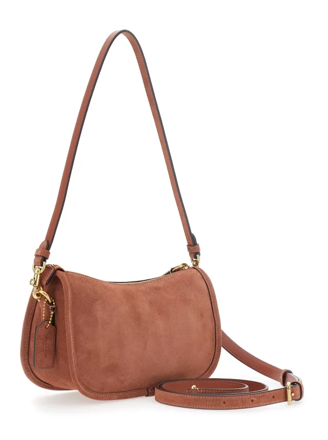 COACH 'Waverly' Brown Crossbody bag with embossed logo on the front in Suede for Women in Brown 100% Suede, photo 5 of 10 from Gaudenzi Boutique