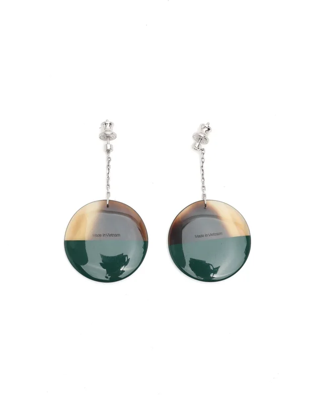 Hermès Horn & Lacquered Dangling Earrings from A Retro Tale, photo 2 of 2