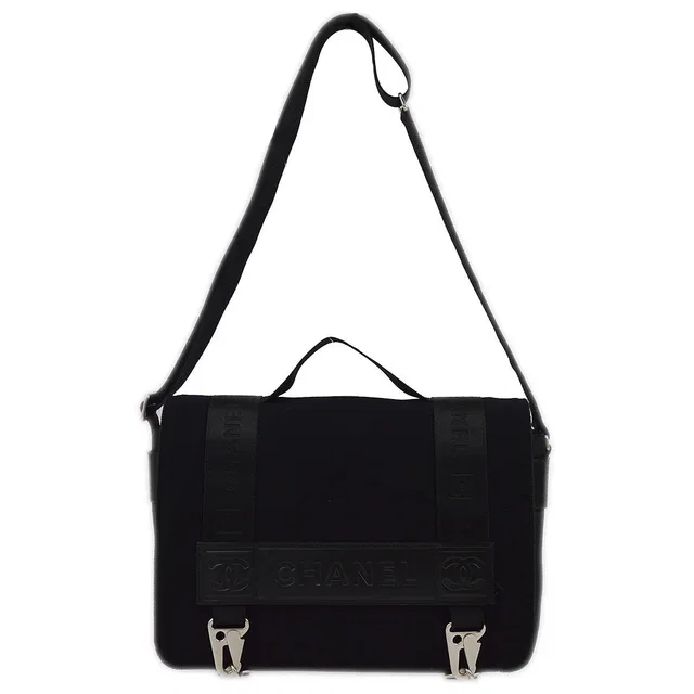 Chanel 2004-2005 Black Felt Nylon Sport Line 2way Shoulder Handbag in Black Nylon from AMORE Vintage Tokyo