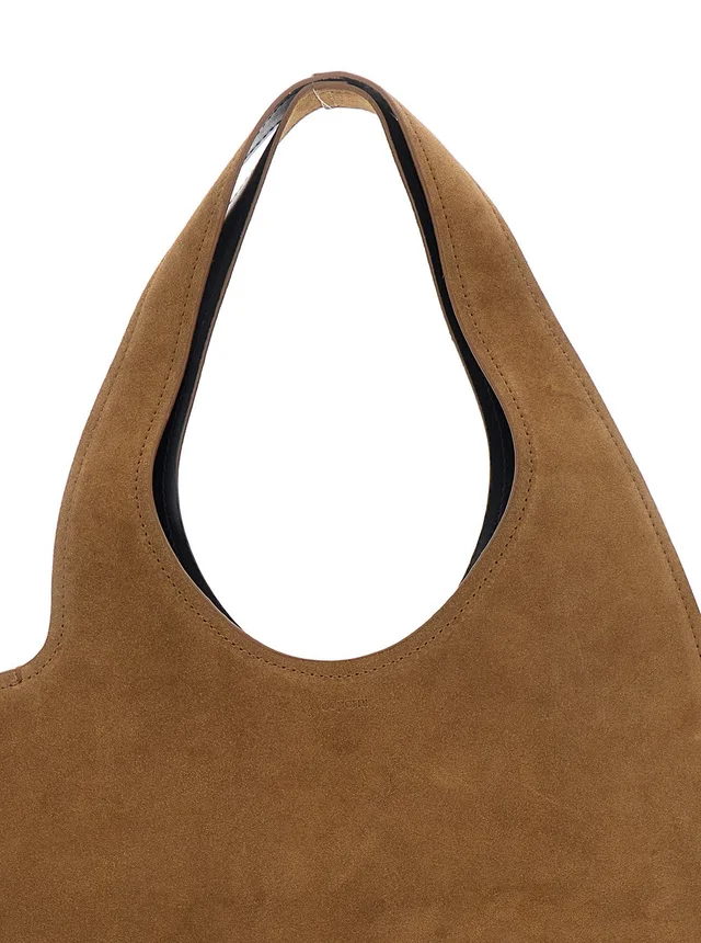 Coperni 'Double Heart' Brown Shoulder Bag with Cut-Out Handle and Heart Silhouette in Suede Woman in Brown 100% Cow Leather, photo 10 of 10 from Gaudenzi Boutique