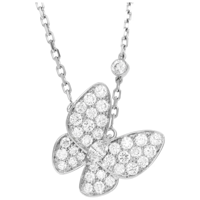 Van Cleef & Arpels "Two Butterfly" diamonds pendant necklace in White Gold from Gray And Sons