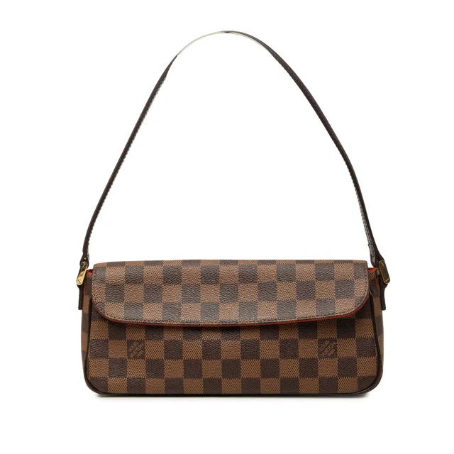 Brown Louis Vuitton Damier Ebene Recoleta Shoulder Bag in Brown Leather from Designer Revival