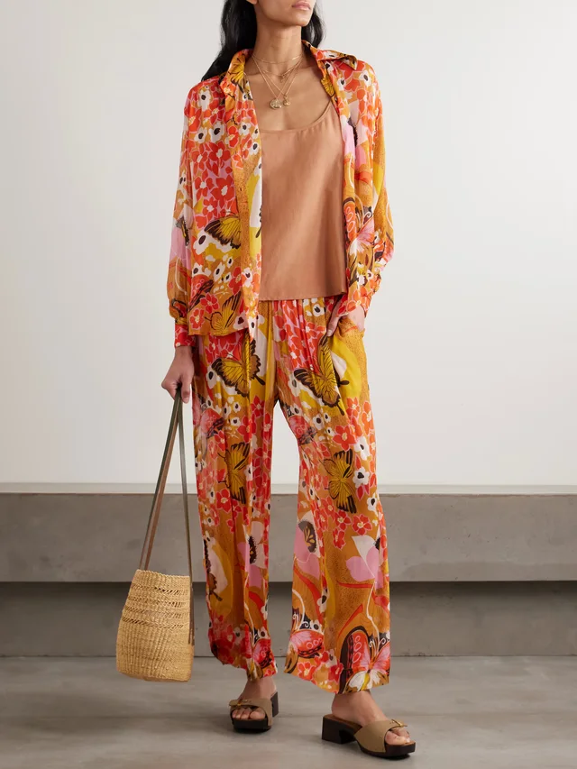 ALIX OF BOHEMIA Emery Marigold Meadow georgette shirt in Orange, photo 2 of 2 from NET-A-PORTER (Canada)