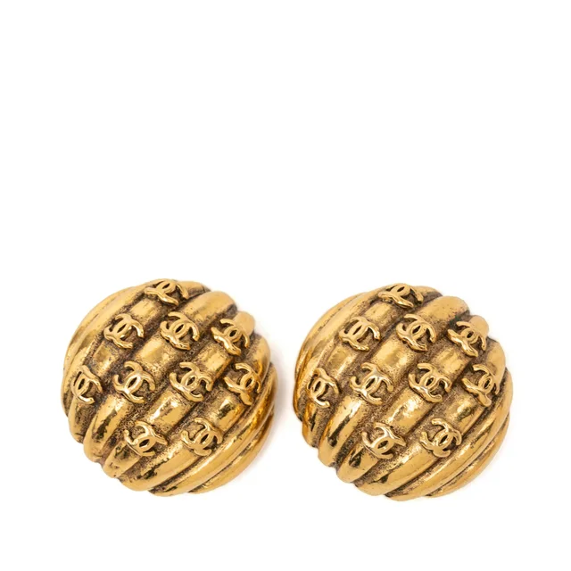 Gold Chanel CC Gold Plated Shell Clip On Earrings in Gold from Designer Revival