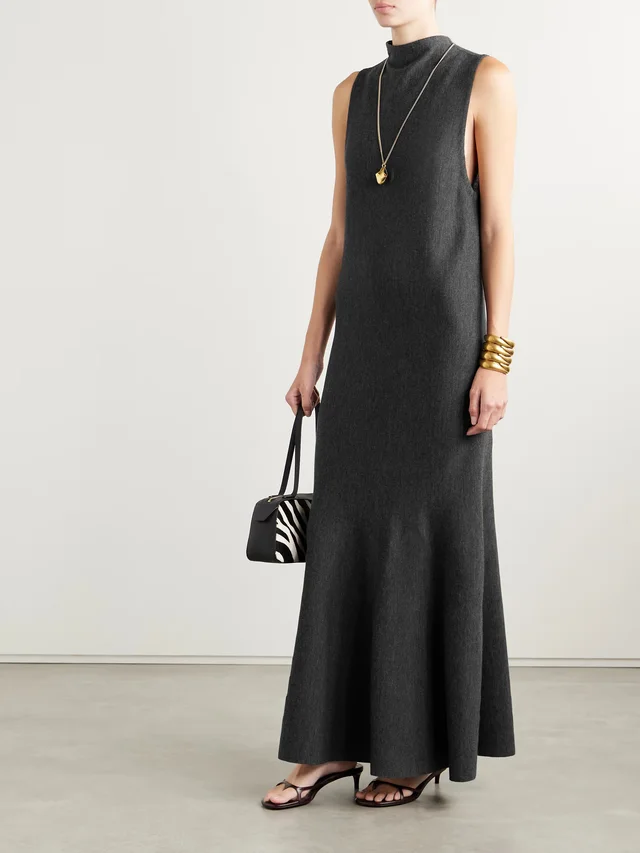 KHAITE Margo merino wool maxi dress in Grey, photo 2 of 2 from NET-A-PORTER (Canada)
