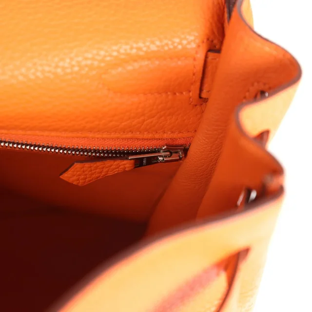 Hermès Kelly Retourne 32 Orange Togo Palladium Hardware in Orange Togo leather from Madison Avenue Couture, photo 9 of 9