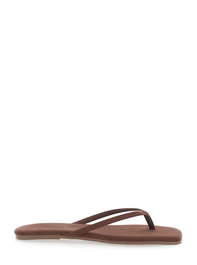 TKEES 'Lily' Brown Flip-Flop Sandals with Square Toe in Suede Woman in Brown, photo 2 of 8 from Gaudenzi Boutique