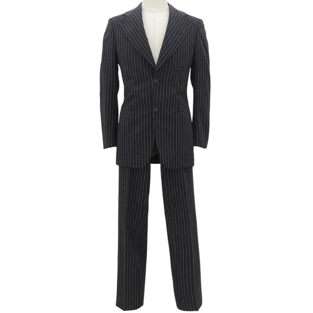 Gucci Wool Stripe Pattern Setup #44 Black/Gray in Black Wool from VINTAGE QOO TOKYO