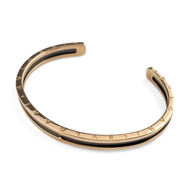 Bvlgari B.zero1 Open SM Pink Gold Stainless Steel Bracelet Bangle 750 SS in Pink from The Reluxe