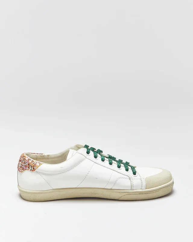 Saint Laurent Court Classic SL37 Women's Diamond/Glitter Trim Leather Low Trainers - UK3 in Leather from Rokit Vintage, photo 2 of 2