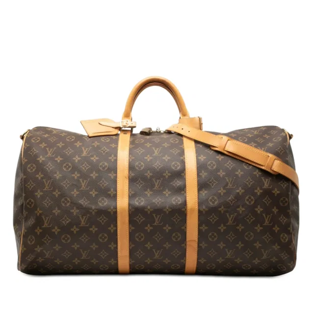 Brown Louis Vuitton Monogram Keepall Bandouliere 60 Travel Bag in Brown Coated canvas from Designer Revival