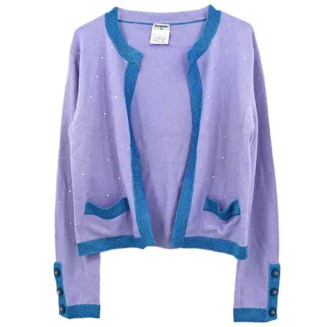 Chanel 1996 Cardigan Purple #42 in Purple Cashmere from AMORE Vintage Tokyo