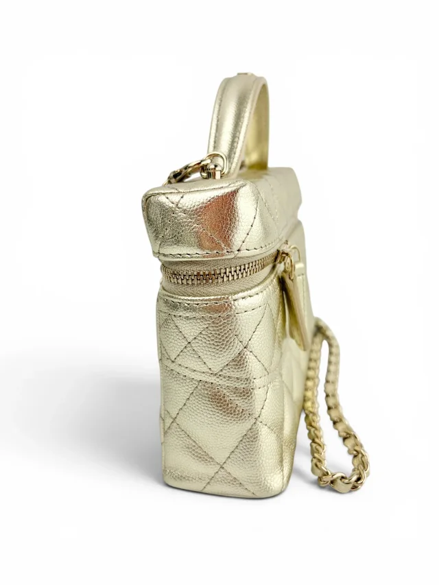 Chanel Gold Caviar Slim Top Handle Vanity in Gold Caviar leather from Season 2 Consign, photo 5 of 11