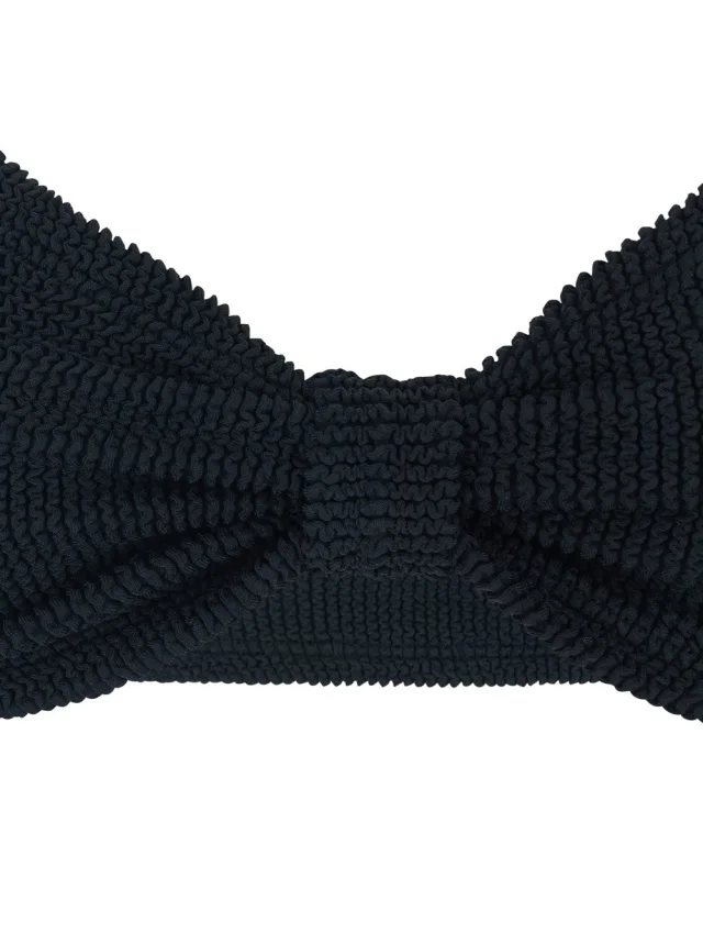 HUNZA G 'Alicia' Black Bikini with Thin Fixed Straps and Front Knot in Tech Fabric for Women in Black, photo 5 of 6 from Gaudenzi Boutique