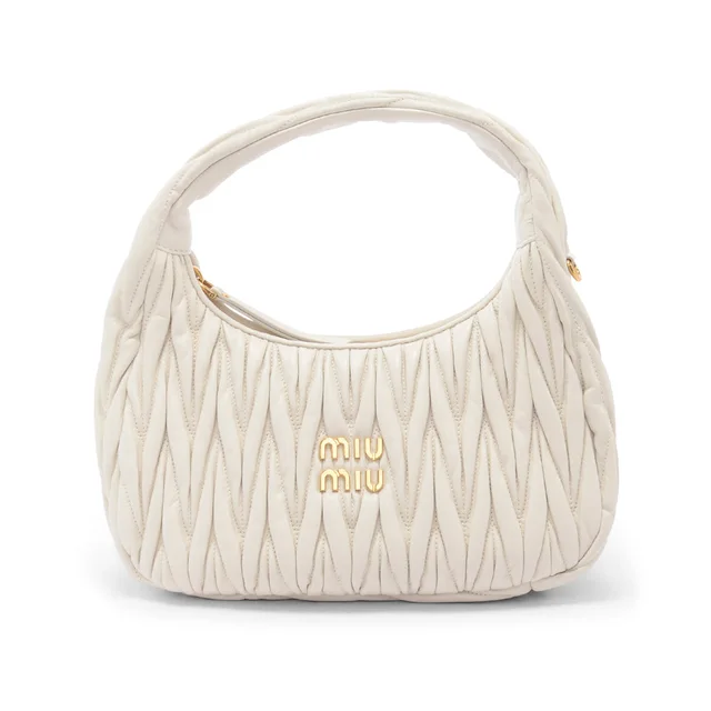 Miu Miu Nappa Matelasse Medium Wander Bag in White Nappa leather from Blue Spinach