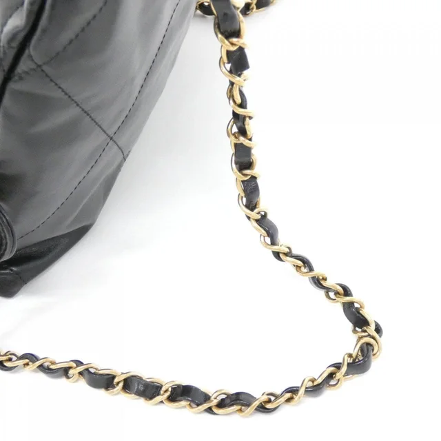 CHANEL 22 Line AS3859 Rucksack in BLACK / MAT GOLD metal fittings calf from KOMEHYO, photo 5 of 7