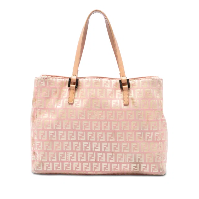 Pink Fendi Zucchino Canvas Tote in Pink Canvas from Designer Revival