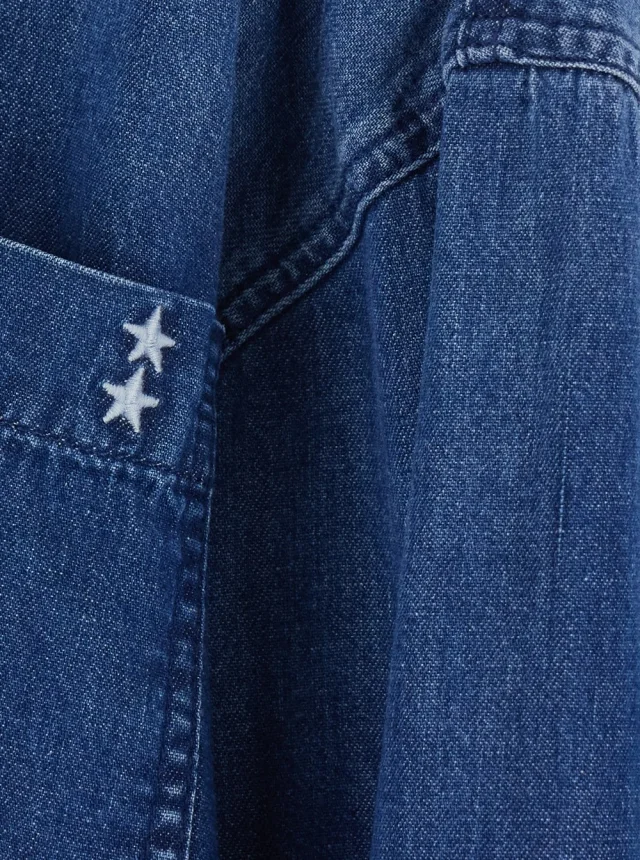 ICON DENIM Shirt 'WOMAN SHIRT' with Classic Collar and Long Sleeves in Blue Cotton for Women in Blue 100% Cotton, photo 5 of 6 from Gaudenzi Boutique