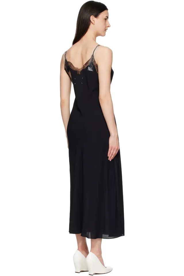 Maison Margiela Black Taped Slip Maxi Dress, photo 3 of 4 from SSENSE