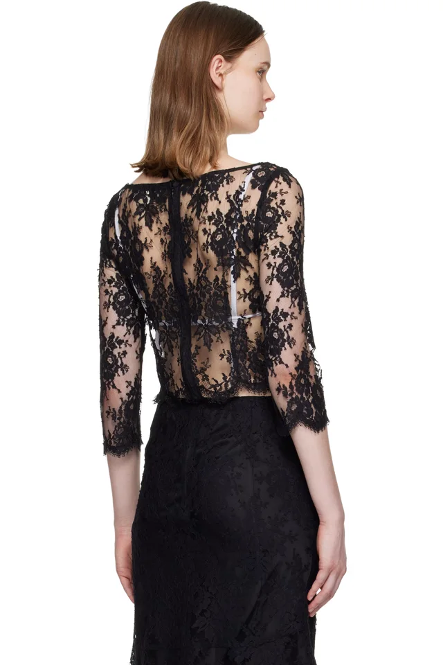 SHUSHU/TONG Black Cut-Out Neckline Top, photo 3 of 4 from SSENSE