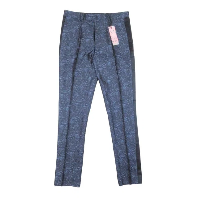 Dior Kenny Shaft Satin Jacquard Trousers Pants Side Line 50 Navy Black in Black Satin from The Reluxe
