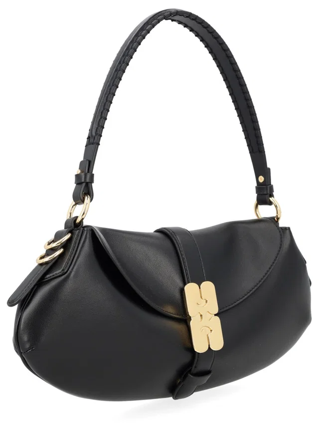 GANNI Shoulder Bag — Black Recycled Leather in Black Leather from HEWI