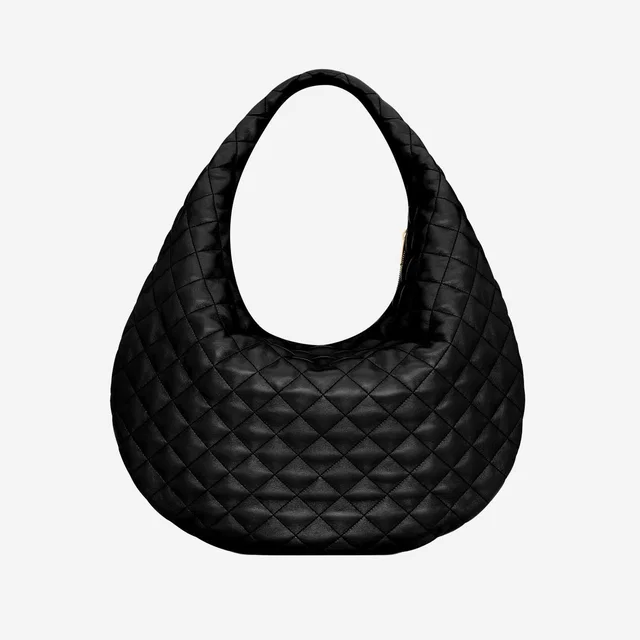 Saint Laurent Quilted Nappa Leather Hobo Bag — Black in Black Nappa leather from HEWI