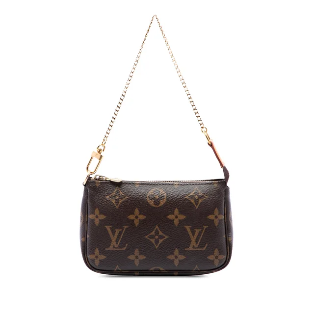 Brown Louis Vuitton Monogram Mini Pochette Accessoires Handbag in Brown Coated canvas from Designer Revival