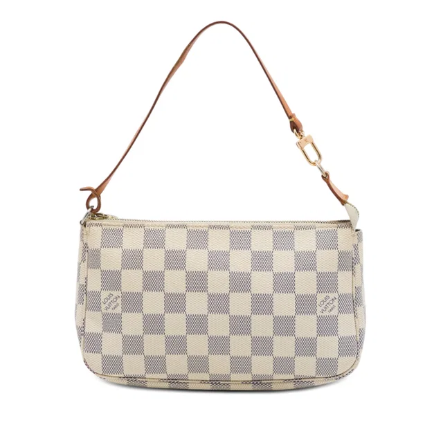 White Louis Vuitton Damier Azur Pochette Accessoires Shoulder Bag in White Canvas from Designer Revival