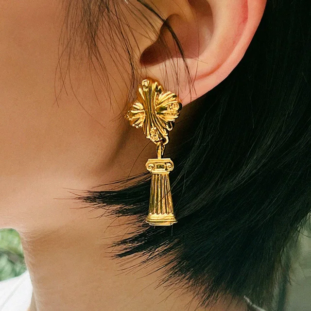 Fendi FF Logo Swing Earrings Gold in Gold from VINTAGE QOO TOKYO