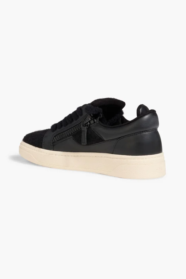 Giuseppe Zanotti GZ94 Felt and Leather Sneakers, photo 3 of 4 from THE OUTNET