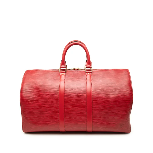 Red Louis Vuitton Epi Keepall 45 Travel Bag in Red Leather from Designer Revival