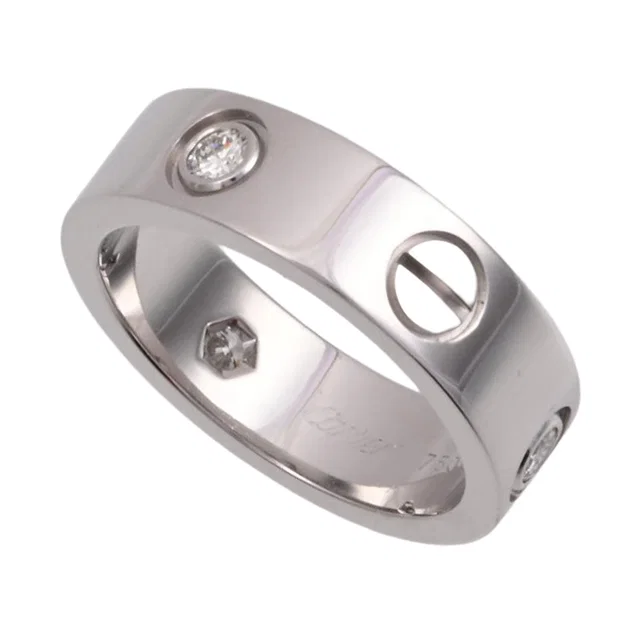 Cartier 18K Diamond Love Ring #51 White Gold in White from VINTAGE QOO TOKYO