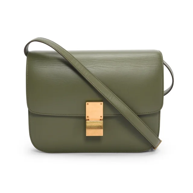 Celine Box Calf Classic Box Bag in Khaki Box leather from Blue Spinach
