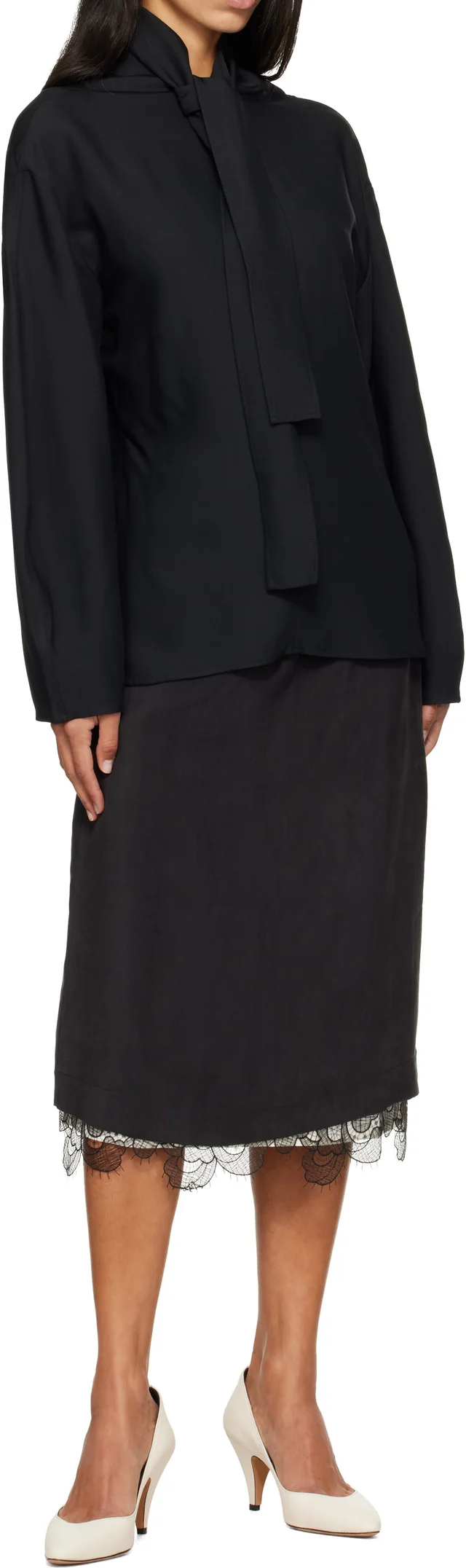 STUDIO NICHOLSON Loti draped tie-neck top, photo 3 of 3 from SENSER