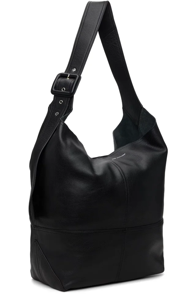 AMI Paris Black Taurillon Leather Etienne Crossbody Bag, photo 2 of 4 from SSENSE