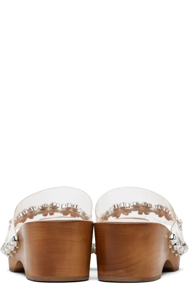 Simone Rocha Transparent Embellished Scalloped Wooden Heeled Sandals, photo 2 of 5 from SSENSE