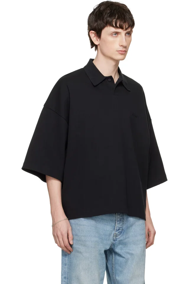 Fear of God ESSENTIALS Black Signature 90s Cropped Polo, photo 2 of 4 from SSENSE