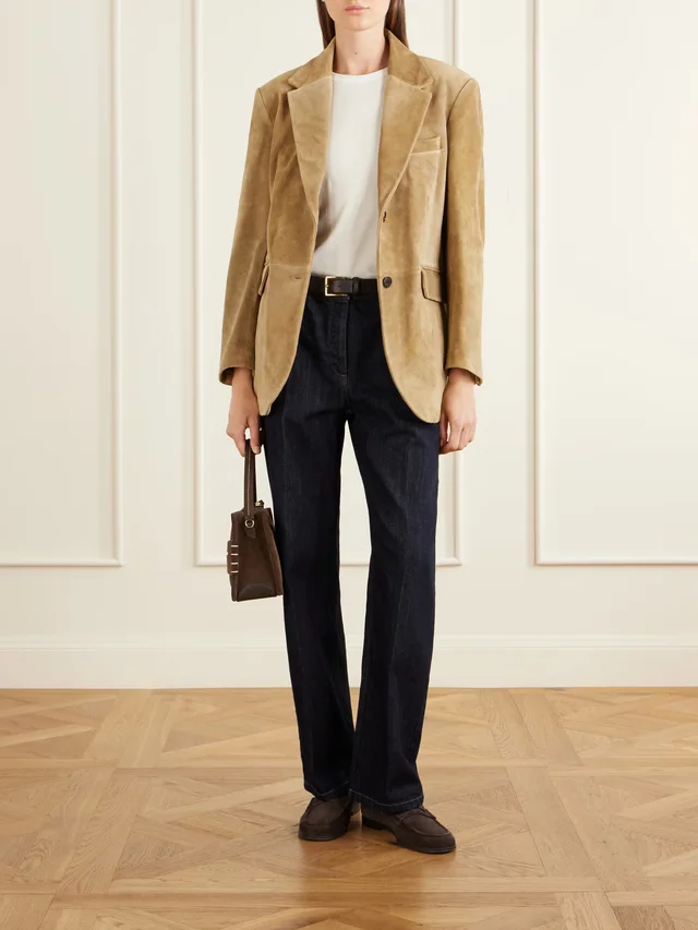 ARMA Benny paneled suede blazer in Beige, photo 2 of 2 from NET-A-PORTER (Canada)