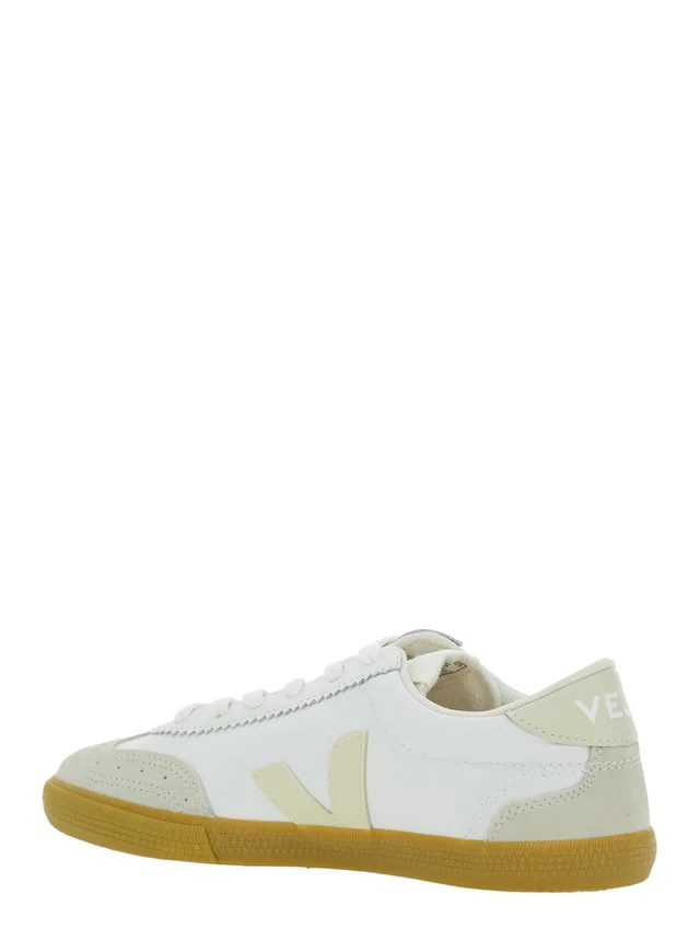 VEJA Sneaker 'Volley' Low Top with Logo Patch on the Side and Logo Lettering on the Back in White Fabric Unisex in White 100% Canvas, photo 6 of 8 from Gaudenzi Boutique
