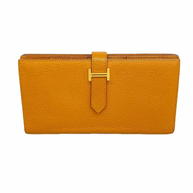 Hermès Wallet Bearn Soufflet Chevre Mysore Sesame Gold in Gold Goatskin from The Reluxe