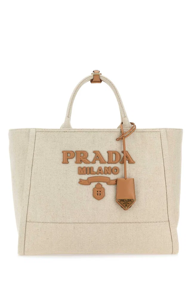 Prada Milano Tote Bag — Beige in Beige Canvas from HEWI